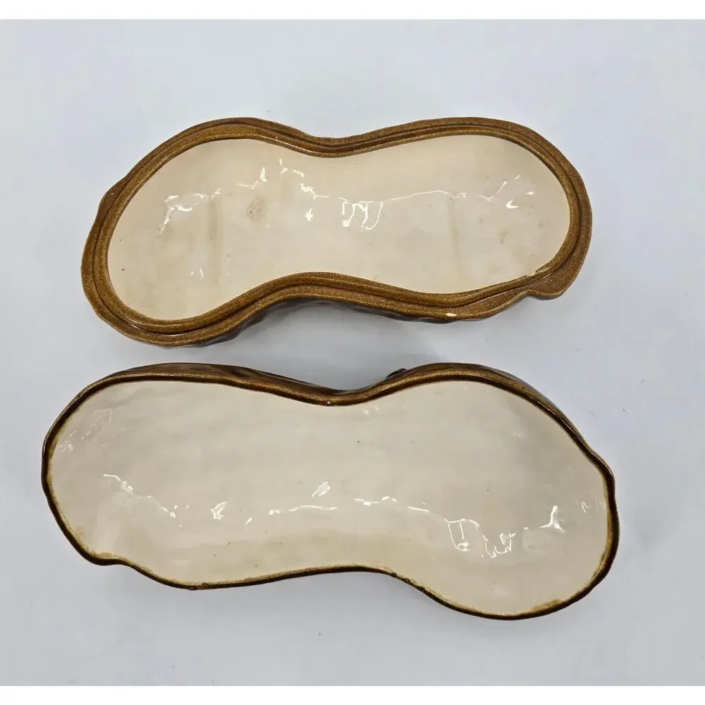 Vintage Squirrel on Peanut Lidded Ceramic‎ Trinket Box MCM Novelty Candy Dish